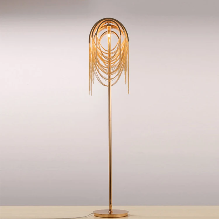 Antique Home hotel Design Luxury Aluminum Chain tassel led light floor Standing Floor Lamp