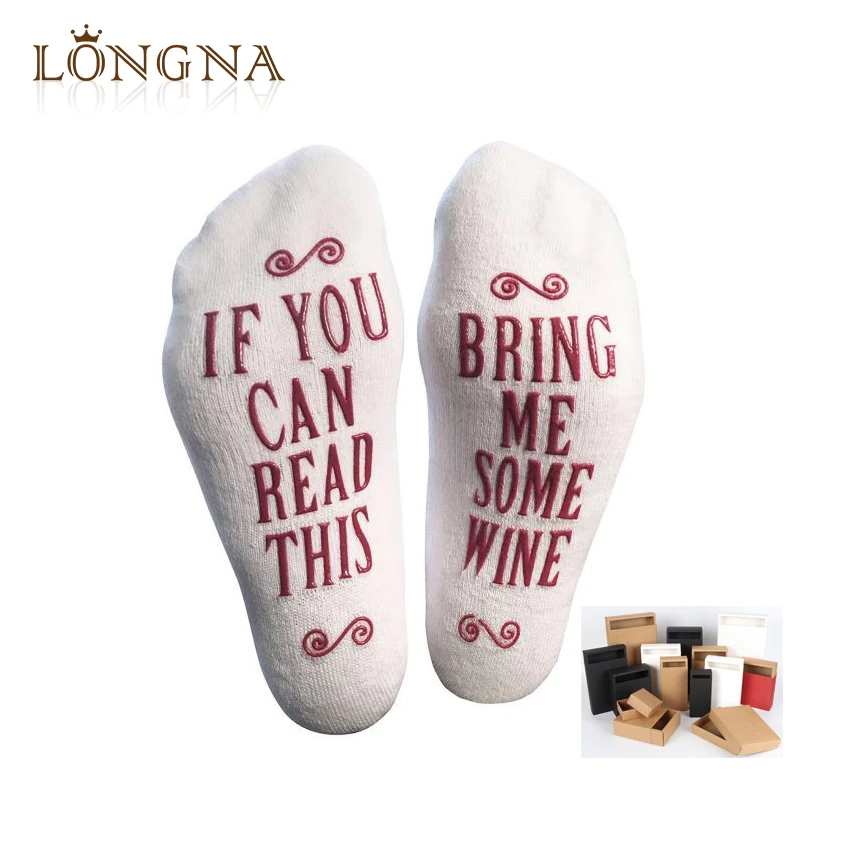 gift packing if you read this bring me wine socks / funny