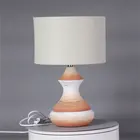 Ceramic table lamp modern simple hand paint fancy style chinese bedside lamps with fabric shade