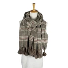 With Pom Winter Scarf Autumn Winter Tassels Acrylic Scarf Keep Warm Colorful With Fur Ball Pom Pom