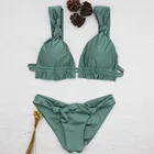 Hot Selling Ladies Sexy Swimsuit green Strap Lace Bikini Beach Swimwear