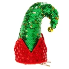 Christmas Ornaments Reversible Green Gold Sequin Mini Elf Hat Hair Clip
