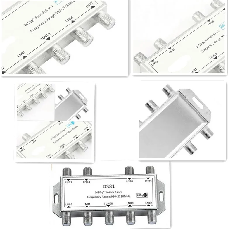 8 In 1 Satellite Signal Diseqc Switch 8x1 Lnb Receiver Multiswitch New