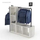 Retail store fixtures wooden metal hanging display racks clothes