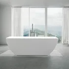1700mm Square White Glossy Acrylic Hotel Soaking Bath tub Seamless Thin edge Freestanding Bathtub
