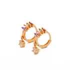 Packaging Customization Promotional China Wholesale Fashion Jewelry Gold Plated Hoop Earrings With Zircon For Women