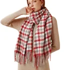 2 Sided New Winter Versatile Striped Imit Cashmere Thick Warm Collar 2 Sided Long Tassel Scarf Shawl