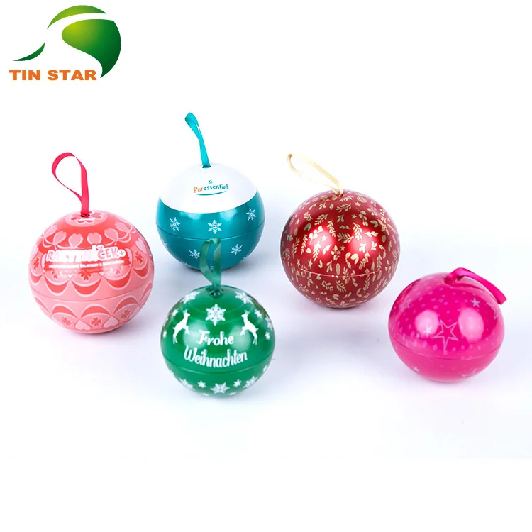food grade christmas gift tin ball for packaging