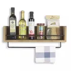 2020 new metal railings can be used as spice racks wooden wall racks for kitchen