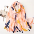 Wholesale 2019 latest summer ladies cover up fashion nude stripe print soft women beach long stole shawl scarf