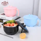 Kids food container stainless steel soup fruit rice noodle bowl with lid and one handle