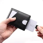 Front Pocket Thin RFID Blocking Credit Card Bifold Carbon Fiber Leather Mens Money Clip Wallet
