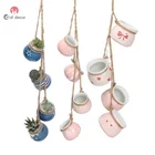 Ceramic Hanging Planter Flower Pots Garden Succulent Wall Planter Set For Indoor Outdoor