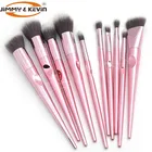 JIMMY&KEVIN Acrylic bamboo pink blue purple plastic handle lady professional makeup brush sets