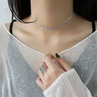 minimalistic 925 sterling silver figaro chain choker necklace