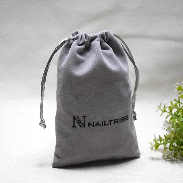 custom new promotional drawstring velvet print jewelry gift bag