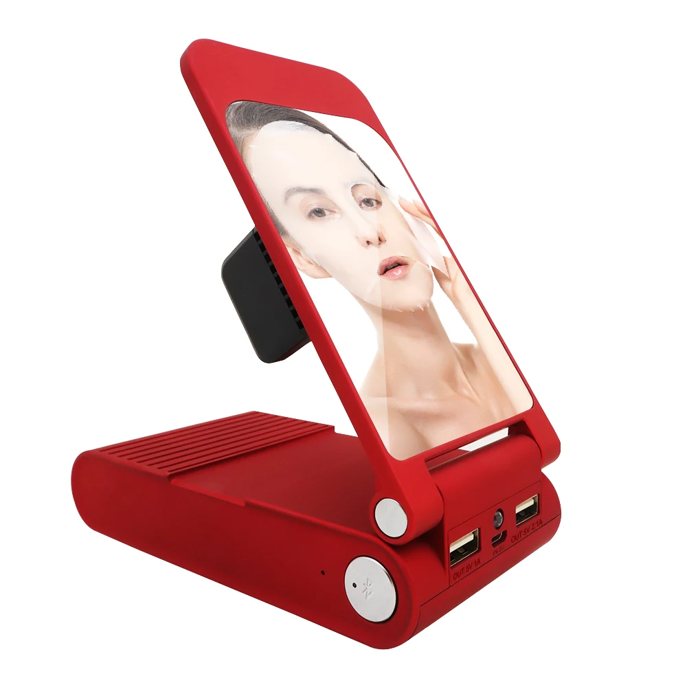 Lithium 1000mAh USB 5V 1A 2.1A power bank mirror stand and bluetooth speaker for apple smartphone and tablet pc notebook - ANKUX.COM