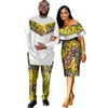 African Dashiki Print Couple Clothing for Lovers Two Piece Set Men's Suit Plus Women's Ruffle Sleeve Bodycon Dresses 6XL WYQ62