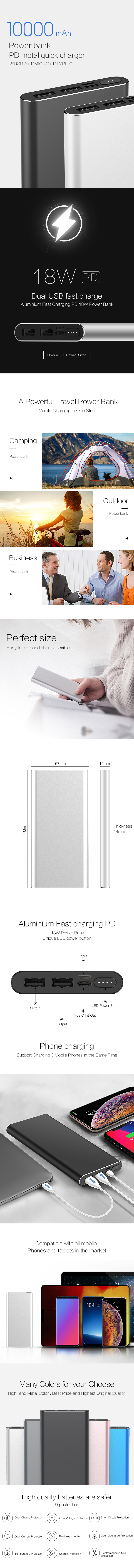PD 18W Fast Charging Power Bank 10000mAh for Promotion - ANKUX.COM