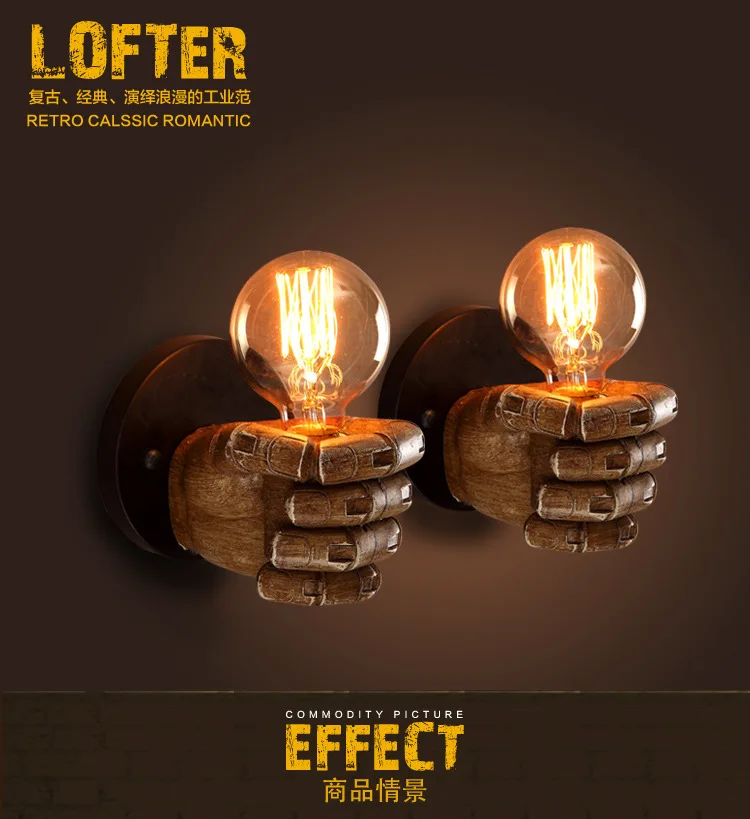 Industrial Retro Right Hand Indoor Wall Light for hotel Restaurant