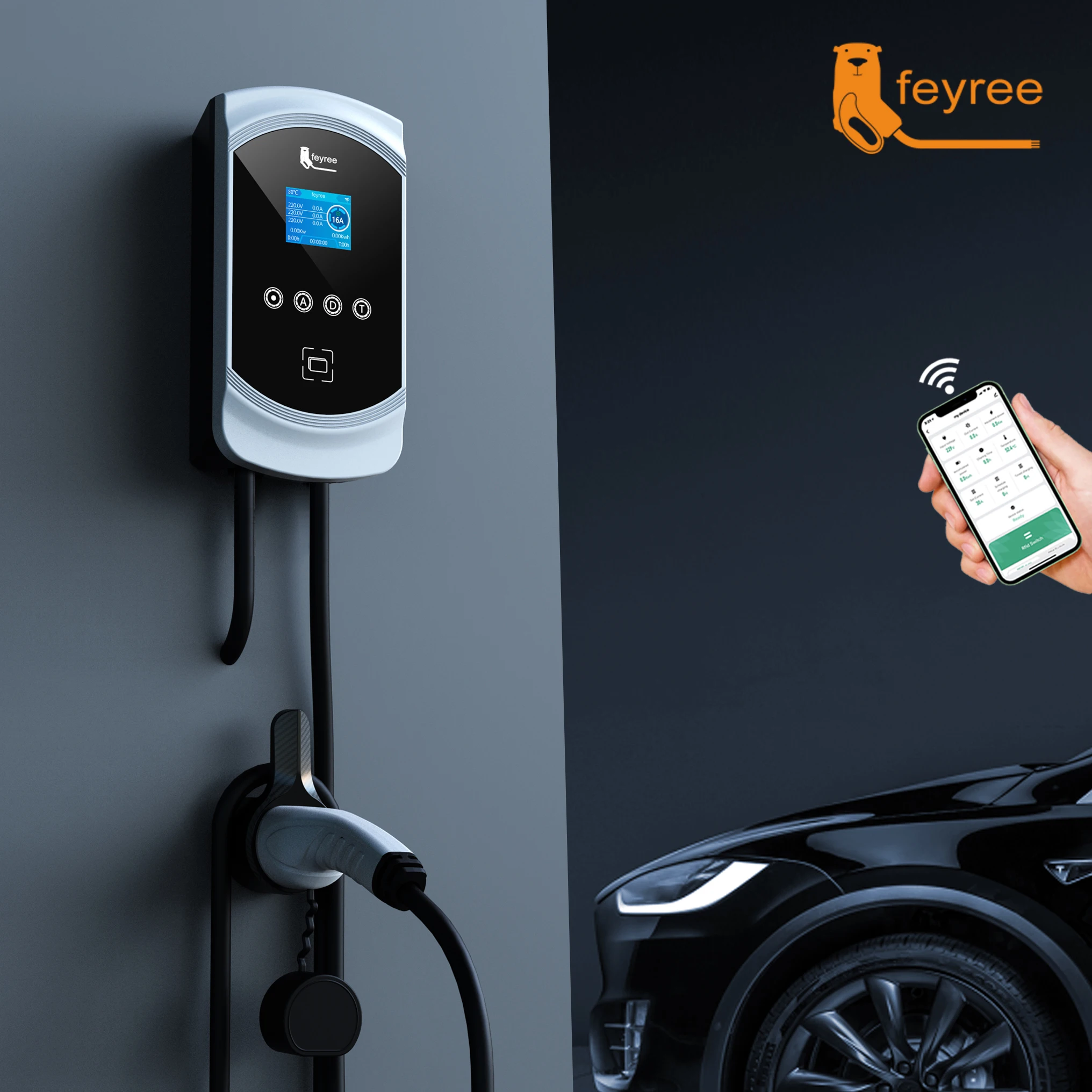 Feyree Ev Charger 32a 7 6kw Electric Vehicle Car Charger Evse Wallbox