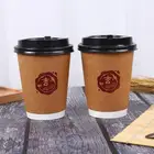 Disposable Paper Thick Wall Coffee Cup Sets Insulated Paper Glass With Lid