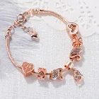 Bracelets Jewelry Romantic Heart-Shaped Diamonds Rose Gold Plating Beads Bracelets Gift Love Jewelry