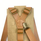 Suspenders Suspenders High Quality Vintage Tan Adjustable Trousers Braces Y Adult Mens Leather Suspenders