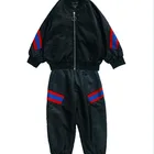 Spring and autumn 2019 Korean woven belt children's long sleeve sports suit boy foreign style two pieces