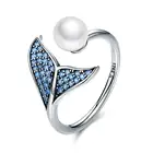S925 silver rose gold adjustable Mermaid pearl ring cz jewelry elegant mounting ring for women
