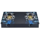 Black colorful print applicable restaurant table top 2 burner glass top gas stove