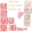 Umiss Paper DIY Transparent Box Latex Balloon Baby Love Blocks for Boy Girl Baby Shower, Wedding Birthday Party Decoration
