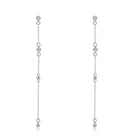 925 sterling silver rhodium plated round zircon jewelry Tassel earrings long
