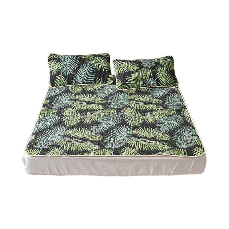 VLSM1024- Nordic Tropical Leaves Ice Silk Natural Quilting Latex Summer Cooling Sleep Mat 150*200 cm 180*200 cm - Jozy Mattress | Jozy.net