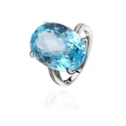 Fashion ring 925 sterling silver inlaid blue crystal ring finger ring opening size adjustable