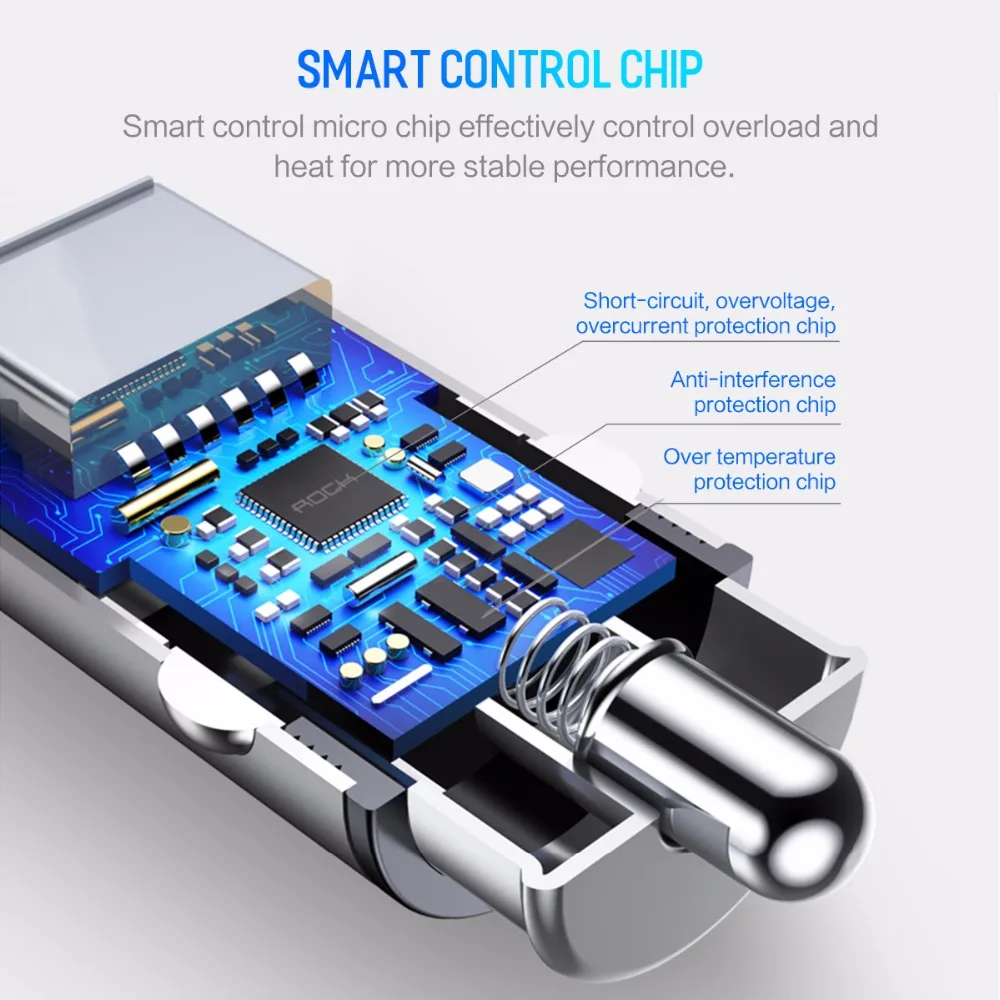 ROCHE 5 V 4.8A En Métal mini Chargeur De Voiture Double USB pour iPhone Samsung Téléphone Portable Rapide De Téléphone De Voiture De Voyage USB chargeur - ANKUX Tech Co., Ltd