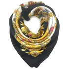 Hair Square 90*90 Matte Crepe Printed Head Wrap Polyester Custom Logo Women Silk Satin Scarf