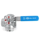 Manufacture CF8/CF8M three way ball valve size DN15-DN50 BSP NPT screw connection 1000PSI