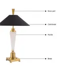 Modern Alabaster Black Shade Antique Brass Fashion Table Lamp