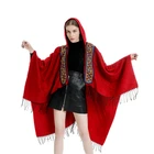 Prevalent ethnic style hooded cap shawls embroider cape winter warm Pashmina Scarf