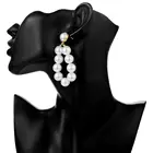 Temperament Exaggerated Beaded Wild Earrings Women Simple Geometrical Pearl Stud Earrings