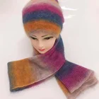 Custom Nylon Wool Mohair Women Winter Hat Beanie Gloves and Scarf Set