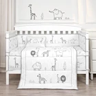 Woven Set Bedding Animal Party Theme Baby Crib Set 4 Piece Bedding Soft Baby Bedding Set 100% Organic Cotton