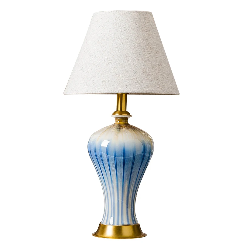 Chinese ceramic vase blue ceramic table lamp American desk light