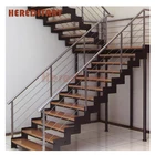 Interior Curved Staircase and Morden Round Handrail Oak Wood Stairs Steps Design