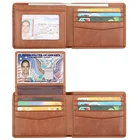 2020 wholesale oem custom 2 ID window bifold stylish minimalist credit card holder mens rfid slim wallet leather for men