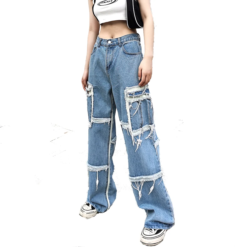 Factory Free Custom Jeans Fashion Design Pockets Italian Woman Jeans