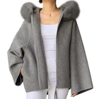 Hooded Plus Size Winter Coat Woman Real Fox Fur Collar Wool Jacket Ladies Korean Ladies Wool Coat