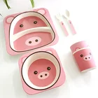 Wholesale Biodegradable bamboo fiber animal dinner plate set dinnerware set