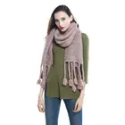 200CM Vintage Style Wool Women Winter Tassel Knit Scarf